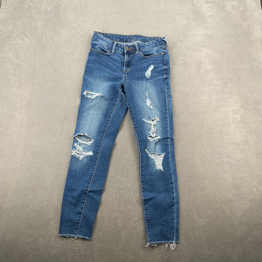ana A New Approach Distressed Jeggings‎ Blue Medium Wash Skinny Jeans Size 26/2
